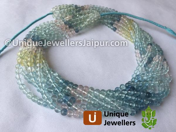 Multi Aquamarine Smooth Round Beads